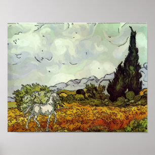 Poster Cheval, Hommage Van Gogh