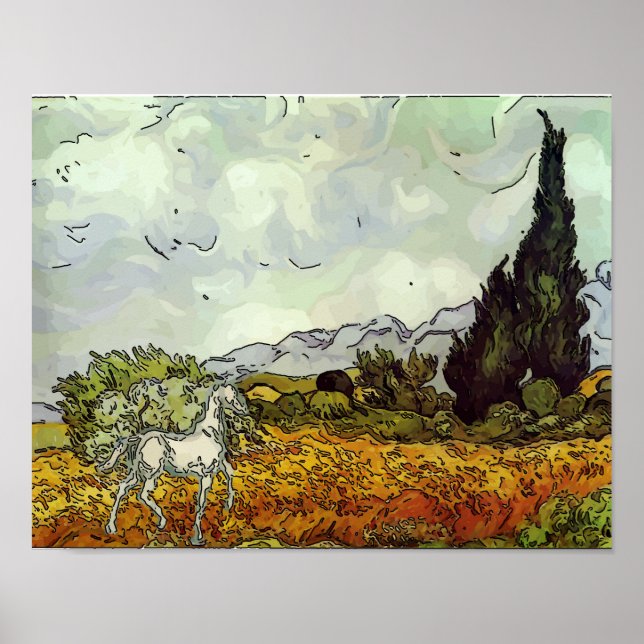 Poster Cheval, Hommage Van Gogh (Devant)