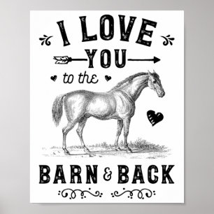 Poster Cheval Je T'Aime À La Grange Et Les Filles Dos Hor