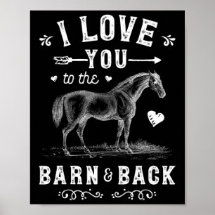Poster Cheval Je T'Aime À La Grange Et Les Filles Dos Hor