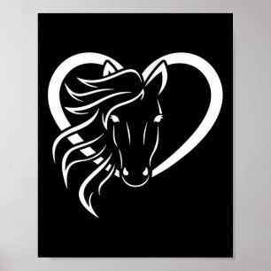 Poster Cheval Lover Heart Horseback équitation Western Co