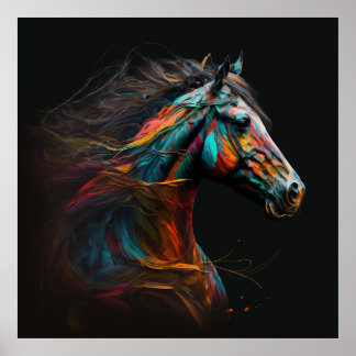 Poster Cheval magique, Couleurs Abstraites, Mur d'impress
