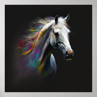 Poster Cheval magique, Couleurs Abstraites, Mur d'impress