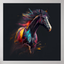 Cheval magique, Couleurs Abstraites, Mur d'impress