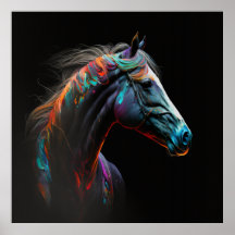 Cheval magique, Couleurs Abstraites, Mur d'impress