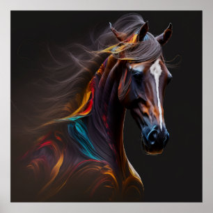Poster Cheval magique, Couleurs Abstraites, Mur d'impress