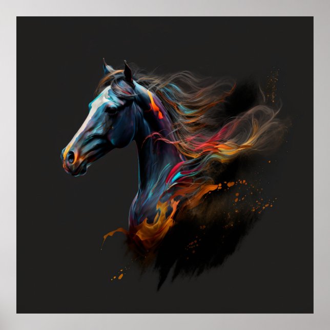 Poster Cheval magique, Couleurs Abstraites, Mur d'impress (Devant)