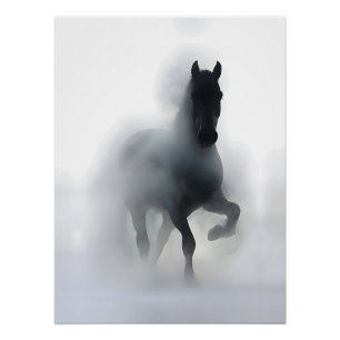 Poster Cheval majestueux dans le brouillard – Abstrait mi