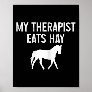 Poster Cheval Mon Thérapeute Mange Hay Funny Horseck équi