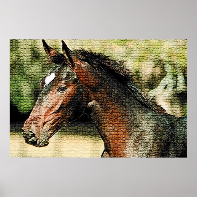Poster Cheval Mosaic Effet (Devant)