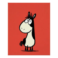 cheval noir et blanc - style dessin animé comic do