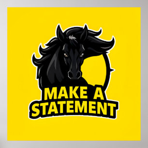 Poster Cheval Noir Gras avec Texte Motivationnel