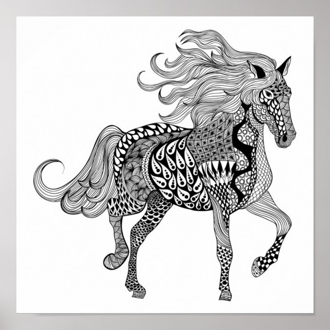 Poster Cheval noir inspiré 2 (Devant)