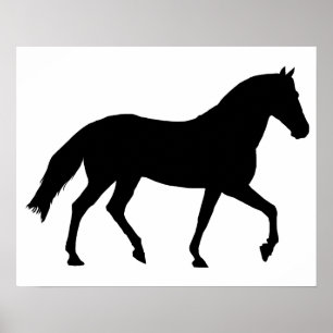 Poster Cheval Noir Silhouette Cheval Poney Ombre Simple