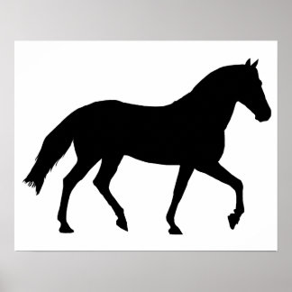 Poster Cheval Noir Silhouette Cheval Poney Ombre Simple