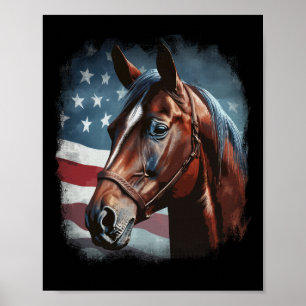 Poster Cheval Patriotique Drapeau Américain Équitation We