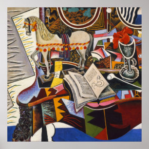 Poster Cheval Pipe Fleur rouge par Joan Miro