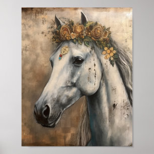 Poster Cheval portant une couronne florale