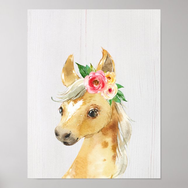 Poster Cheval Poulin Floral Aquarelle (Devant)