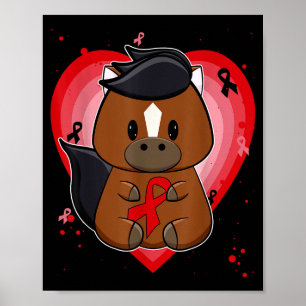 Poster Cheval Pur-Sang Avec Ruban Maladie Cardiaque Sensi