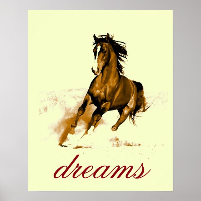 Poster Cheval Rêves Motivationnel Art (Devant)