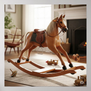 Poster Cheval Rocking en bois