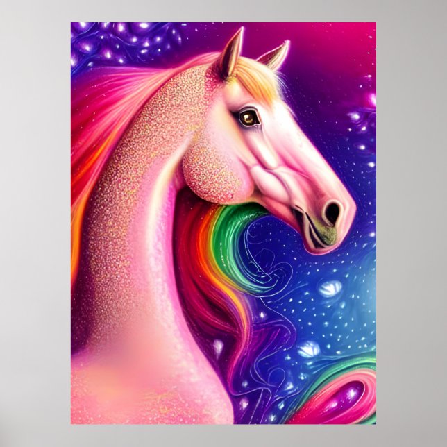 Poster Cheval rose (Devant)