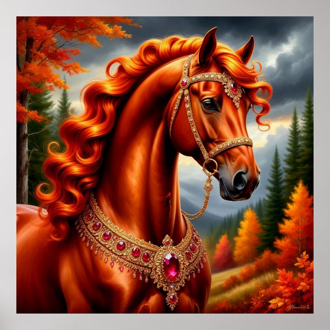 Poster Cheval Rouge Majestueux (Devant)