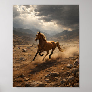 Poster Cheval Sauvage en Mouvement