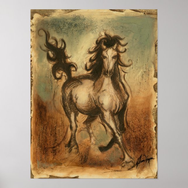 Poster Cheval sauvage et couleurs chaudes (Devant)