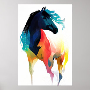 Poster Cheval Sauvage Nature Animaux Couleurs Art Peintur