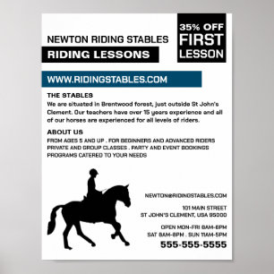 Poster Cheval Silhouette, Instructeur d'équitation, Acadé