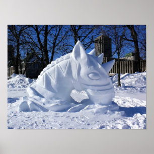 Poster Cheval Snow Sculpture, Québec, Canada