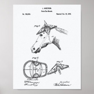Poster Cheval Sunbonnet 1870 Brevet Art Livre blanc