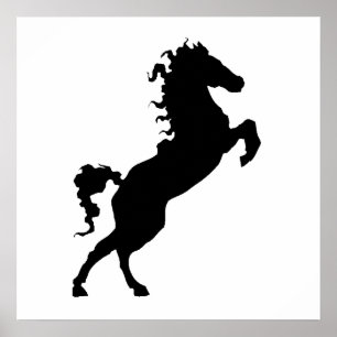 Poster Cheval sur la silhouette de jambes de derrière