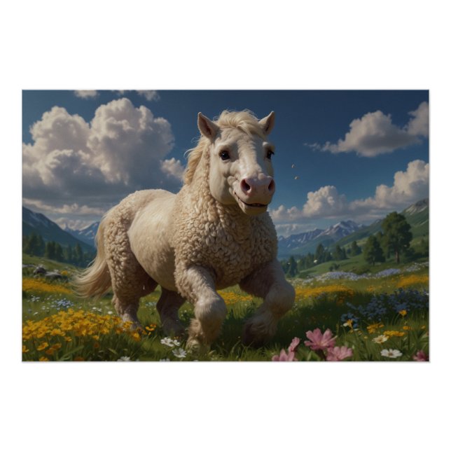 Poster Cheval ukrainien laineux et amusant (Devant)