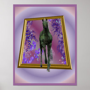 Poster Cheval Unicorne Noir Hors Des Limites Art Imaginai