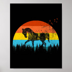 Poster Cheval vintage Rétro Dans La Forêt - Horseback Rid