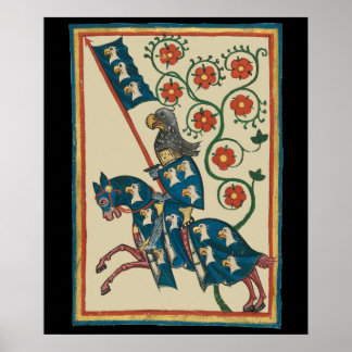 Poster Chevalier avec armoiries d'aigle, Moyen Âge du XIV