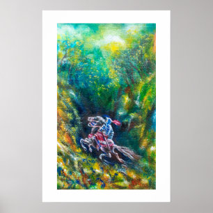 POSTER CHEVALIER LANCELOT ,CHEVAL À CHEVAL DANS LA FORÊT
