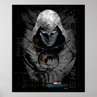 Poster Chevalier Lune Hiéroglyphique foncé dalle de carac