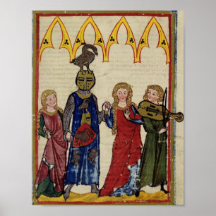 Poster Chevalier Médiéval Avec Oie Sur La Tête