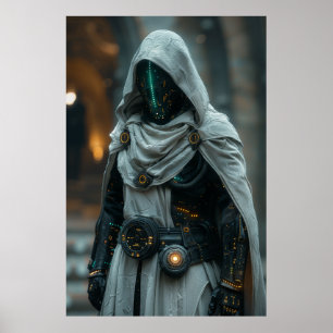 Poster Chevalier médiéval Cybernétique Mage avec Robes Co