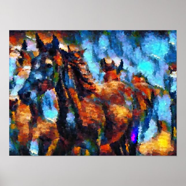 Poster chevaux abstrait  (Devant)