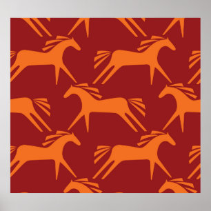 Poster Chevaux : Beauté équestre rouge sans mer.