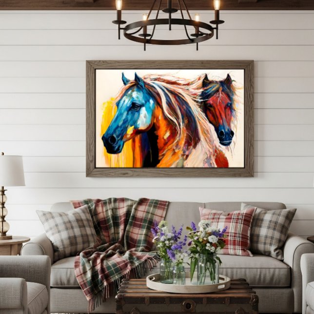 Poster Chevaux Colorés Art Vibrant (Créateur téléchargé)
