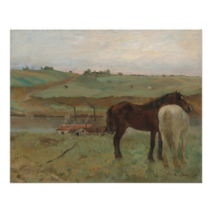 Poster Chevaux dans une prairie, Peinture à l'huile, Edga