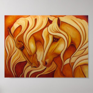 Poster Chevaux d'or Imprimer