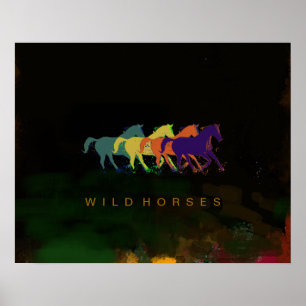 Poster chevaux faisant des tirages