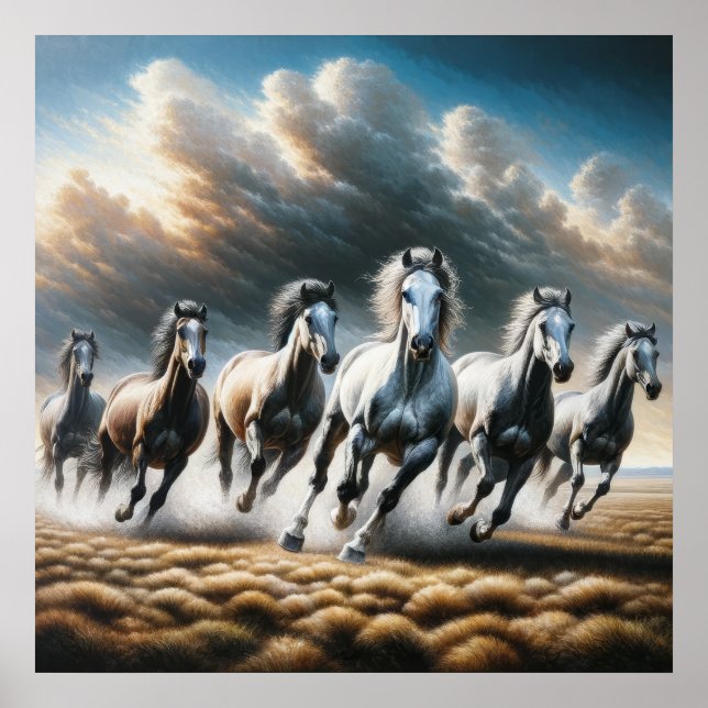 Poster Chevaux sauvages - Art Dynamique Nature Imprimer (Devant)